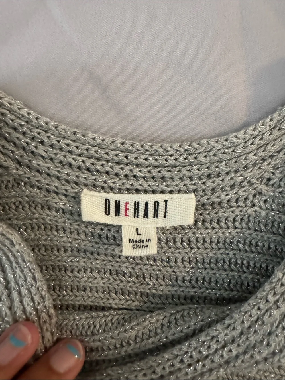 Light Gray Ribbed Knit Sweater - Picture 5 of 6